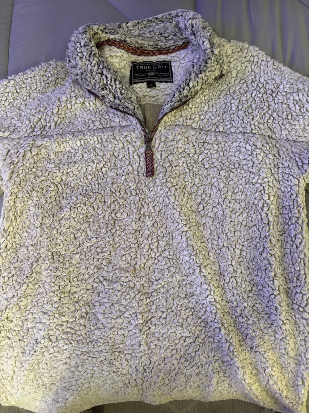 True Grit Cream Sherpa Quarter-Zip Pullover with Accent Trim